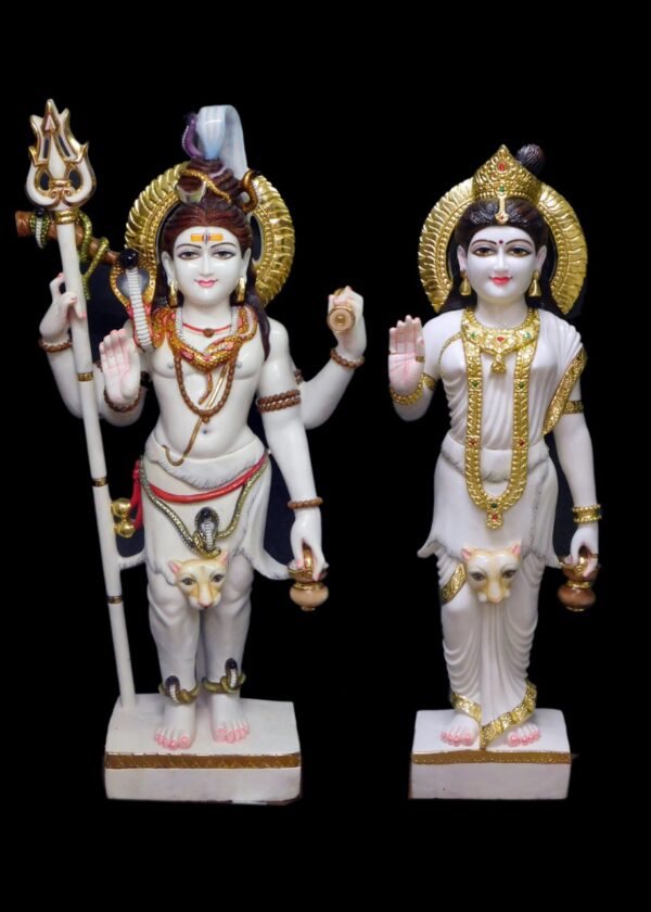 Marble Shiva-Parvati Spiritual Statue